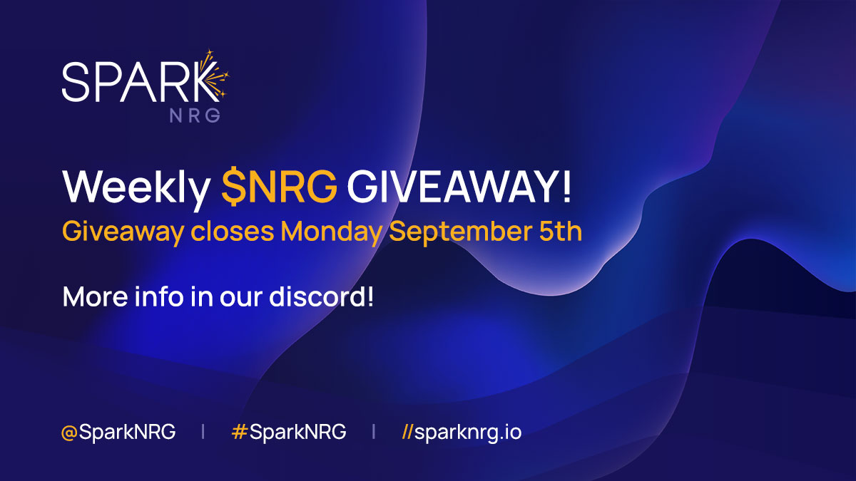 3rd WEEKLY #discord #airdrop #giveaway 

2 winners will get 1 alpha $NRG token each 🤑

✅Follow: <a href="/spark_nrg/">SparkNRG</a> #Twitter
✅Join: discord.gg/sparkNRG 
✅Tag: 3 friends in comments
✅QT: INCLUDE #SparkNRG $NRG #Moonbeam $GLMR

#contest #nft #crypto #cryptocurrency #eth #ethereum