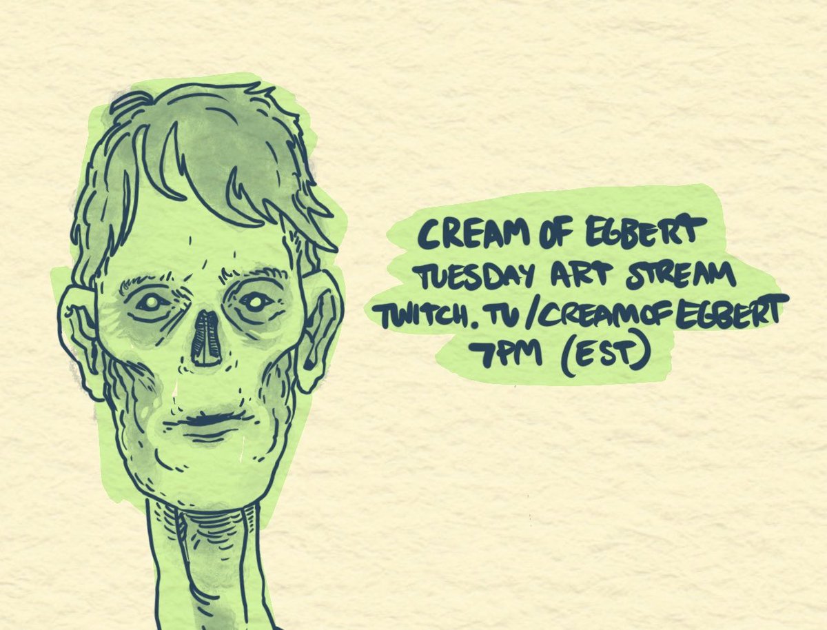 Getting sketchy tonight at 7pm (EST). Come draw with me! 
Twitch.com/creamofegbert