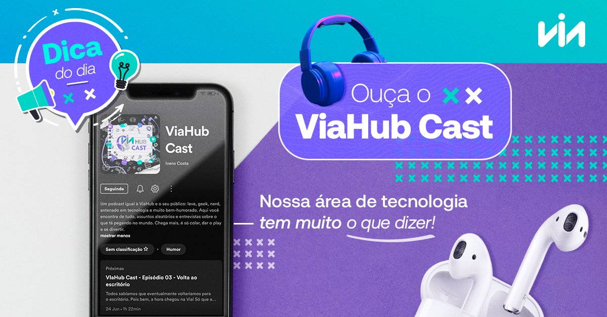 grupocasasbahia's tweet photo. A #ViaHub é a área de tecnologia da Via, que espalha inovação por toda a empresa e está superconectada com o que está rolando de tendências por aí! Então a dica do dia é ouvir o podcast da Via Hub para ficar por dentro dos assuntos - aqui: https://t.co/YUJEzHZQUw https://t.co/Yh3D5p8bJ8