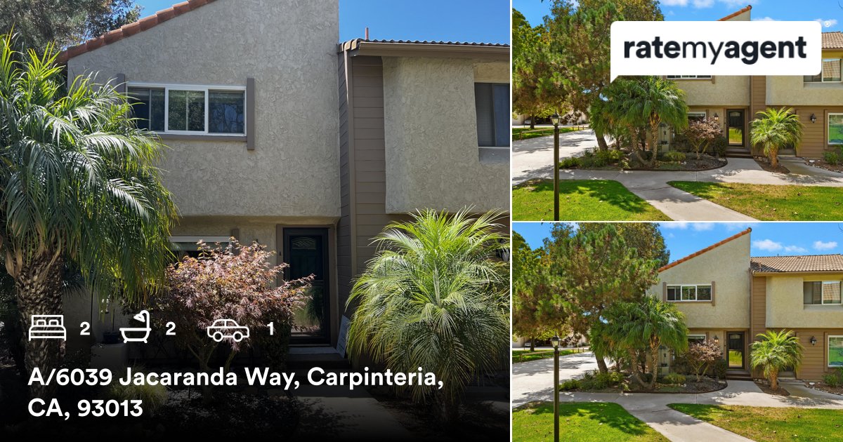 SBRealtor's tweet photo. 🛌 2 🛀 2 🚘 1
📍 A/6039 Jacaranda Way, Carpinteria, CA, 93013

My latest sale on #RateMyAgent

...
#ratemyagent #realestate #Village_Properties__
https://t.co/XknEqUKvLI https://t.co/AvAaAYuEG0