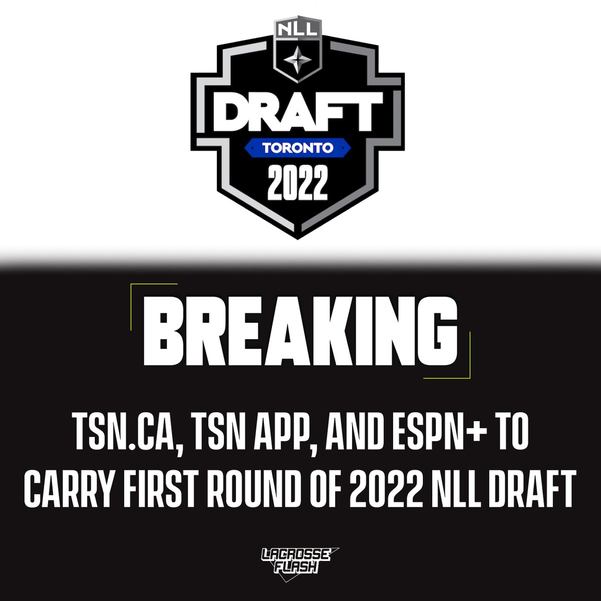 The First Round of the 2022 <a href="/NLL/">NLL</a> Draft will be carried on TSN Digital and ESPN+

The draft will be hosted by <a href="/Devan_Kaney/">Devan Kaney</a>, with <a href="/TeddyJenner/">teddy jenner</a> <a href="/PGreggy/">Pat Gregoire</a> and <a href="/SmrtAsh/">Ashley Docking</a> providing analysis!

Details: nll.com/news/espn-tsn-…

#LaxFlash⚡️