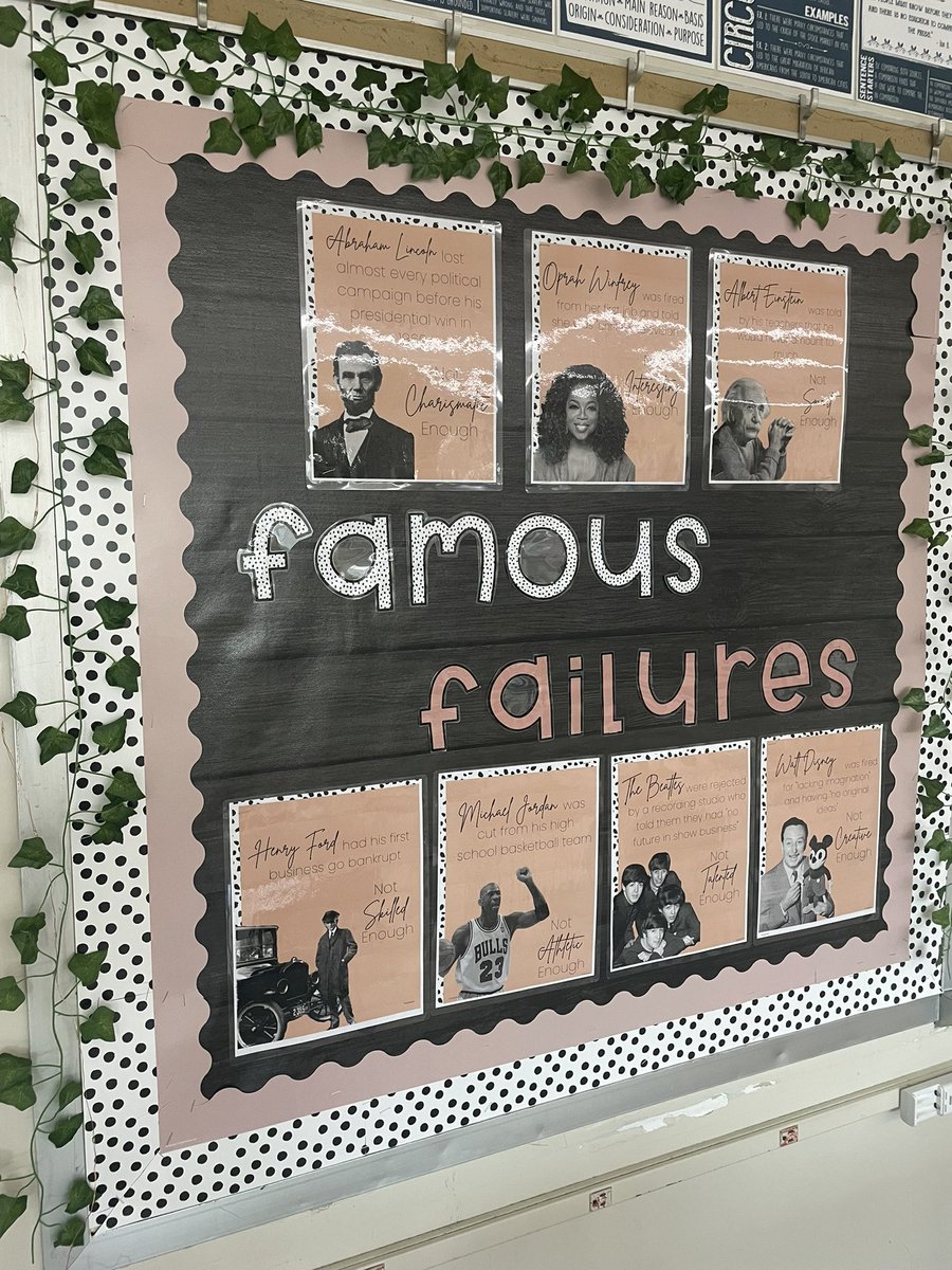 Miss_Spadafora's tweet photo. Just putting together some finishing touches in my classroom before the big day!! This #famousfailures board is one of my favorites! My students are always amazed at who they see up there :) #failingwell #growthmindset @seafordmspride https://t.co/pN31tcFTcf