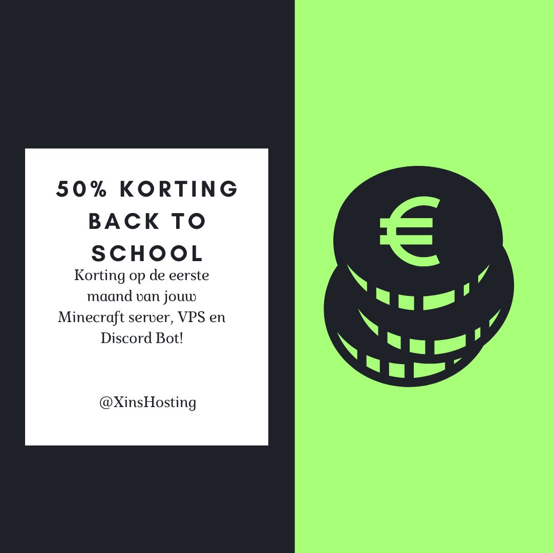 XinsHosting's tweet photo. BACK TO SCHOOL ACTIE - Omdat de scholen weer begonnen zijn of weer beginnen bieden wij 50% korting op de eerste maand van:
- Minecraft Servers
- VPS
- Discord Bots
Te vinden op: https://t.co/RGUz5hXryv https://t.co/n3pvD0T0Km