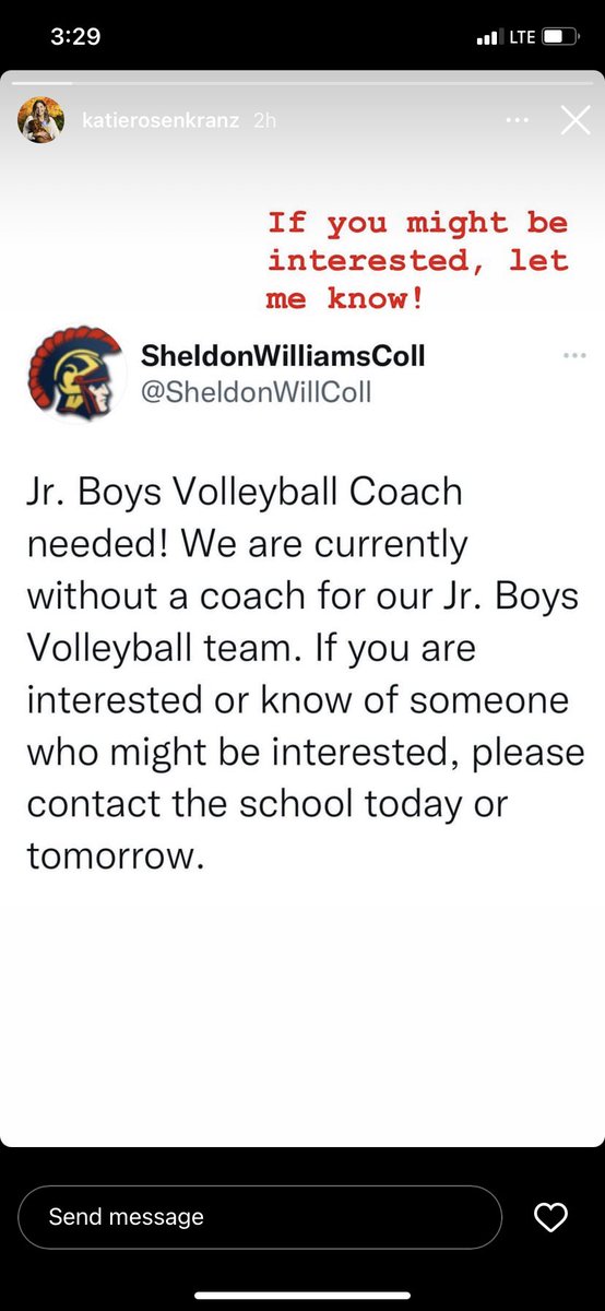 BurgessBree's tweet photo. SWC is looking for a Junior boys volleyball coach 🤞🏼 https://t.co/pygtMr7lPB