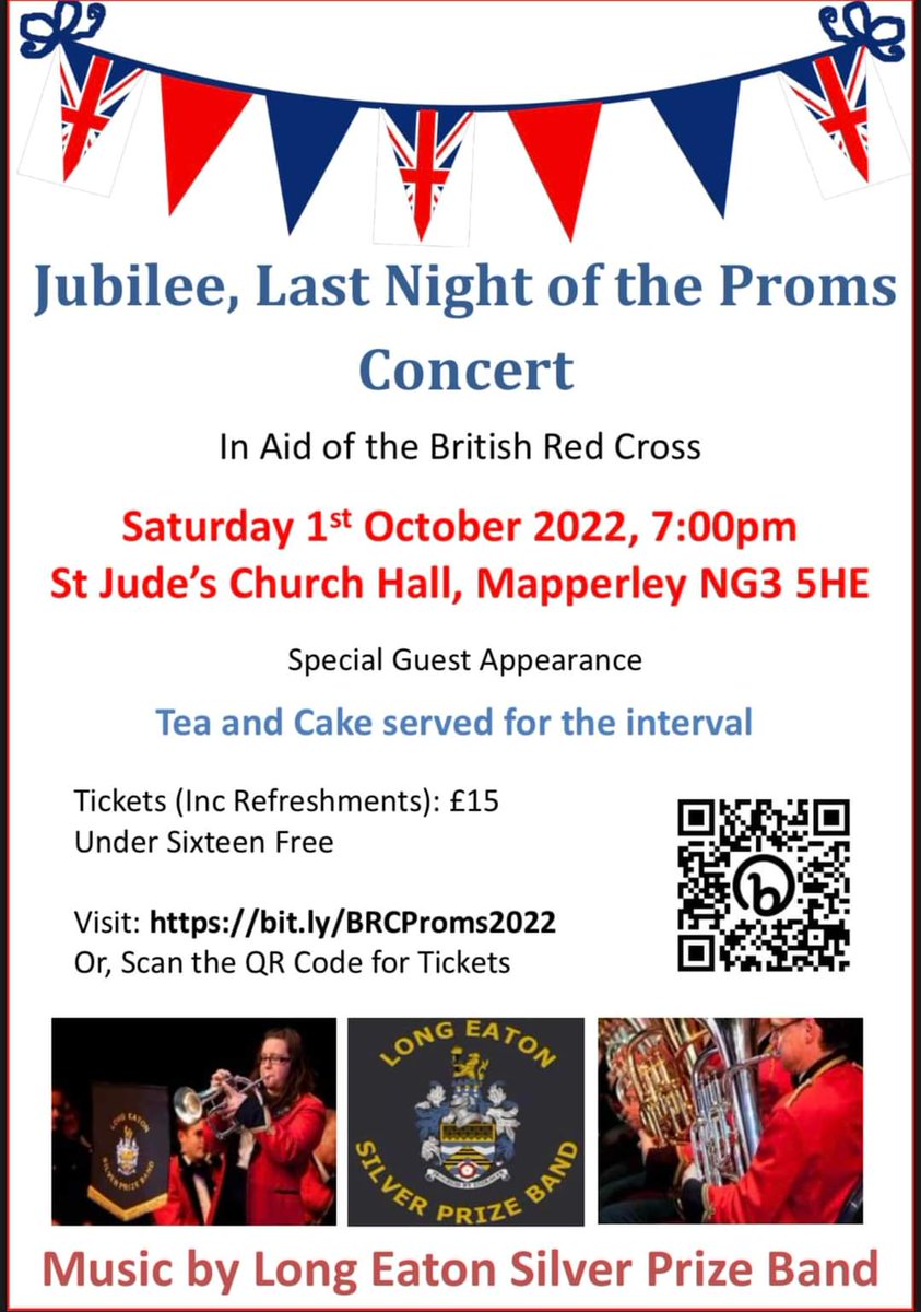 Come along to a night of fun and upbeat “last night of the proms” music! 

£15 for Adults, under 16’s free.

&amp; as it’s the jubilee edition…Tea &amp; Cake at the interval!! &amp; all proceeds to charity!

See you there! 

Tickets: bit.ly/BRCProms2022