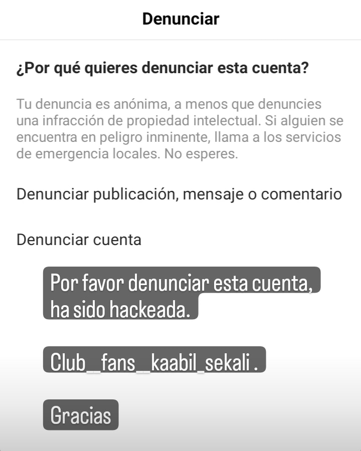 ClubfanskaabilS's tweet photo. @instagram Hola, no sé de qué manera contactar con vosotros. Me han hackeado la cuenta de Instagram. Por favor, podéis borrarla? Gracias. https://t.co/Ams7Da46t4