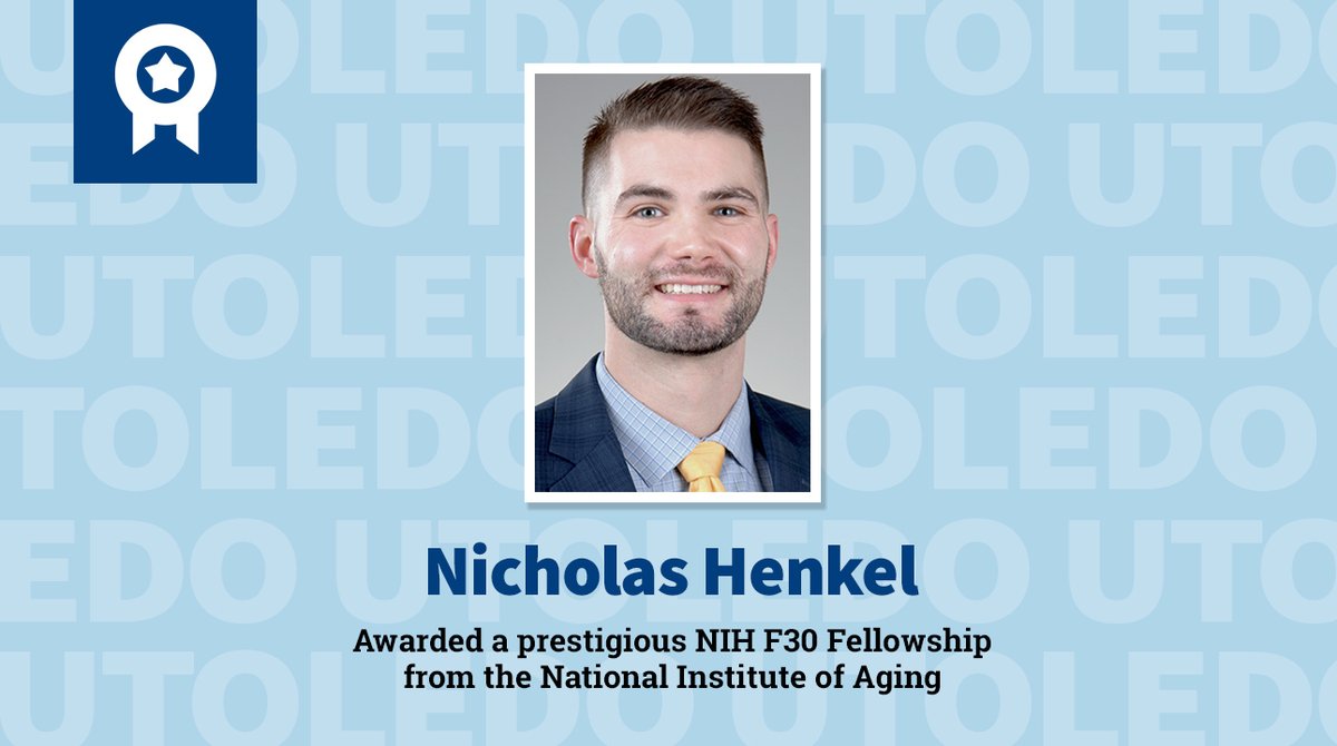 Congratulations to Nicholas Henkel, an M.D.-Ph.D. student in the Dept. of Neurosciences, who was recently awarded a prestigious NIH F30 Fellowship from the National Institute of Aging for 'AMPK localization, expression, and activity in Alzheimer's Disease.' #UToledoMed