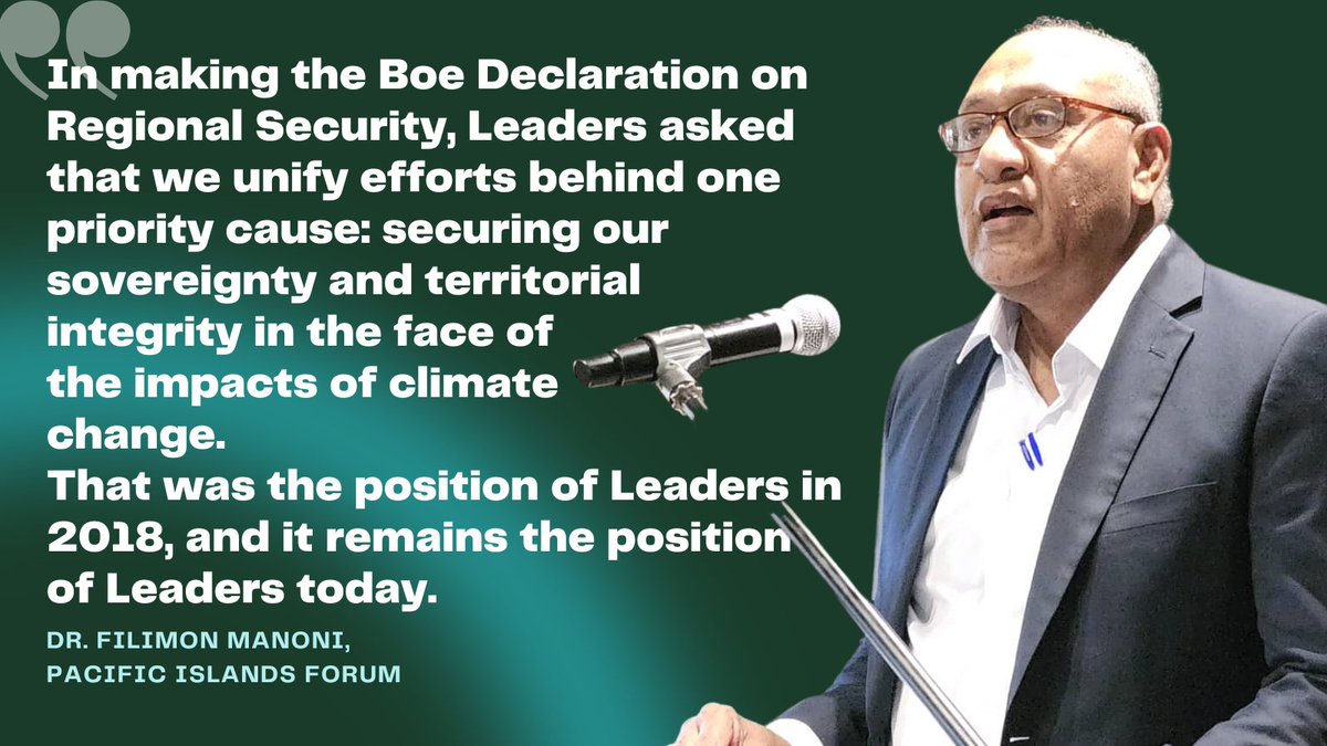 ForumSEC's tweet photo. Livelihoods, food and water, rising seas - our Pacific nations are connecting in hybrid mode to share realities, learning, reports at regional #climatesecurity dialogue Deputy Manoni's opening remarks-https://t.co/bVd7OYfRvu
@IOMinthePacific @UNDP_Pacific #BoeDeclaration @Cop27P https://t.co/sptNJP53q1