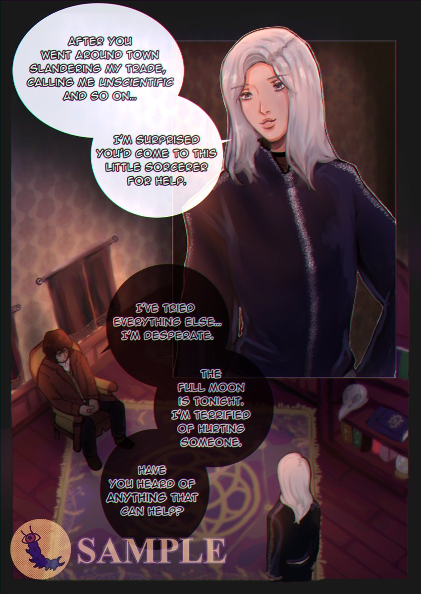 MiladyUfo's tweet photo. The first three pages of a werewolf-themed comic I'm aiming to have ready for Halloween. The full comic is 21 pages and is adult only 🌕🐺🔮
#nsfwcomic #teratophilia #Werewolf #monsterfucker #theydidthemash https://t.co/dErHzYAola