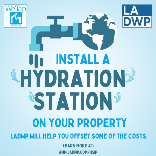 WeTap1's tweet photo. Install a drinking water station. Receive up to $10,000 for an outdoor unit. This year’s water quality report for #LosAngeles was recently published. Check it out. #SafetoDrink #WaterQuality #drinkingfountains #WeTap #TapWaterDay @LADWP @TapWaterDay @WeTap1 https://t.co/njfMWW4tW1