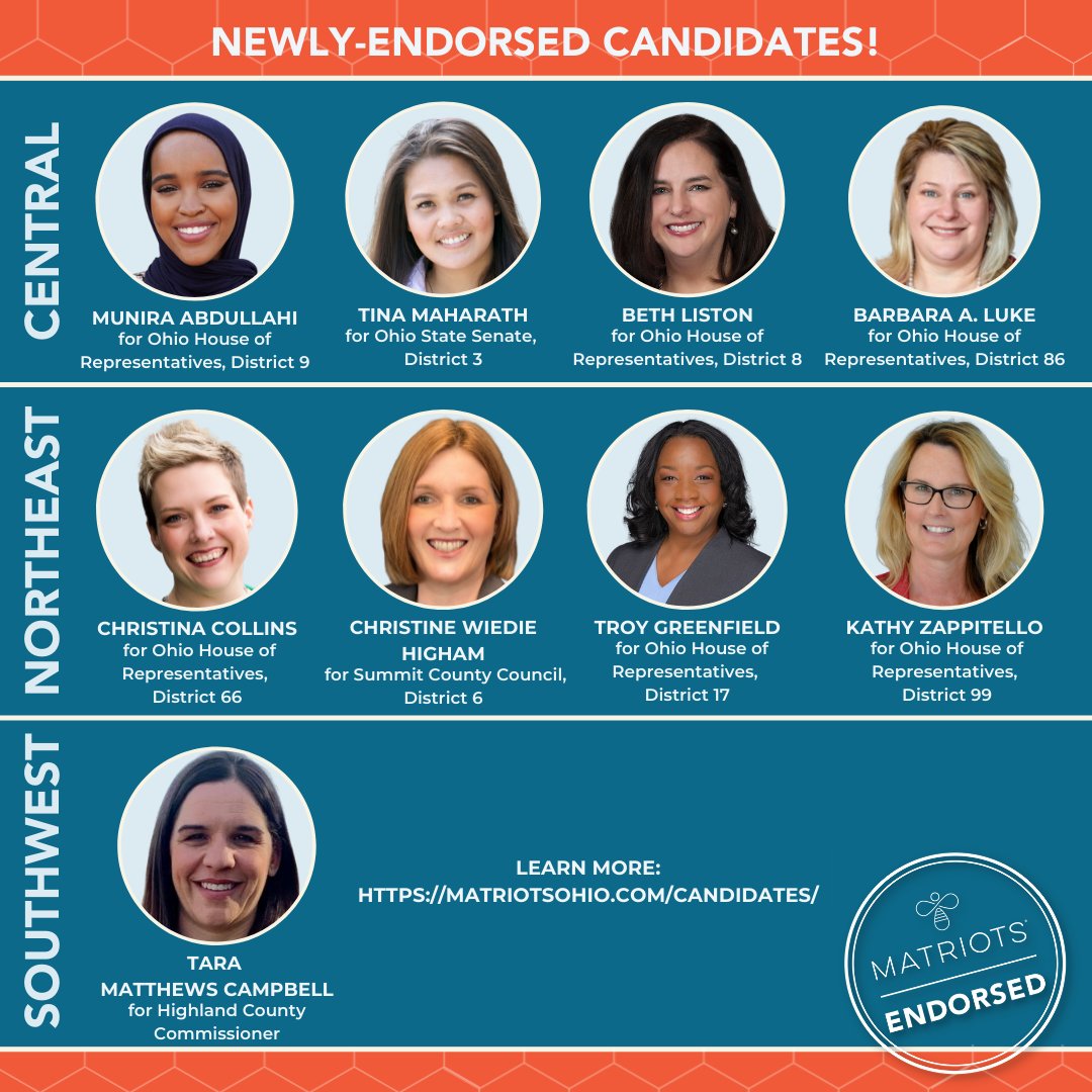 MatriotsOhio's tweet photo. π Announcing more Matriots Endorsements! Congrats to all these amazing women.
Learn about ALL our candidates at https://t.co/WawG4fTv8Q #VoteMatriots #ElectWomen https://t.co/DuwkvuInGk