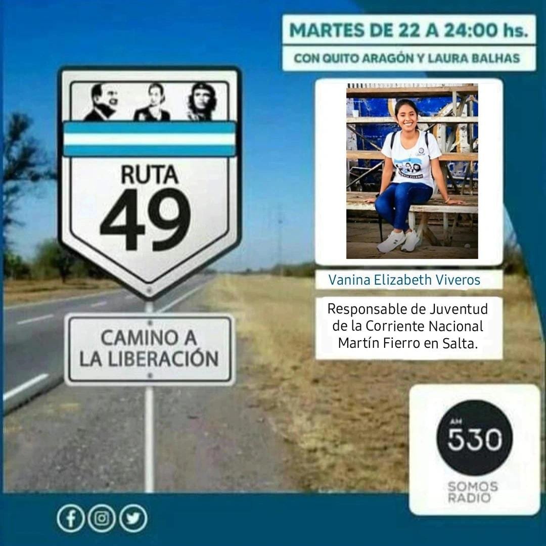 defierroradio's tweet photo. Ruta 49, El Camino de la Liberación 
🛣️4️⃣9️⃣ 
🎉 Subite a la Ruta de la Justicia Social 🎉

Conducen @quitoaragon  y @LauraBalhas
 
Vamos a estar charlando con:
🎙️ @VacaNarvajaFer 
🎙️ @nahuelbeibe 
🎙️ Vanina Elizabeth Viveros
🎙️ Pablo Uz

¡De 22 a 24hs en @somosradioam530!
#Ruta49 https://t.co/gHc8bXixRW