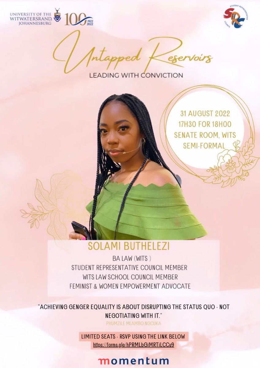 WitsJunctionRes's tweet photo. Wits Junction’s Vice Chairperson @solamibuthelezi amongst other young and influential Women such as @abigailmusida , @MsomiSthandiwe and Tsoelo Khitsane.

Please see RSVP link below, Space is very limited! 

https://t.co/MYyRsZBzzS https://t.co/dSbbapz4tK