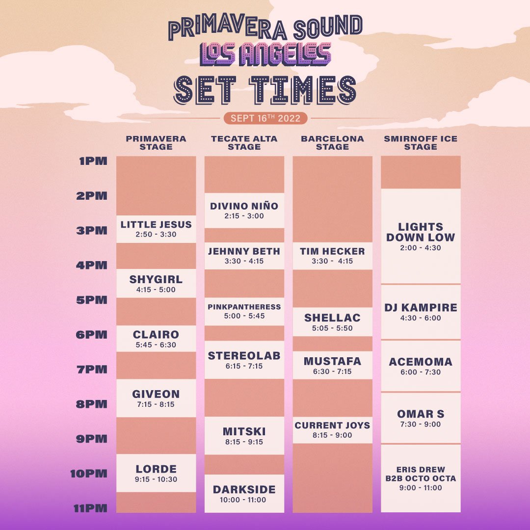 akidcalledbeasd's tweet photo. iPor fin el programa de #primaverasoundla esta aquí! 🥳 What's your daily lineup look like? 👀

Due to unforeseen circumstances, Amaarae and María José Llergo will no longer be performing. Wunderhorse is now performing on Tecate Alta stage on Saturday, September 17th! https://t.co/TkIC1F27yq