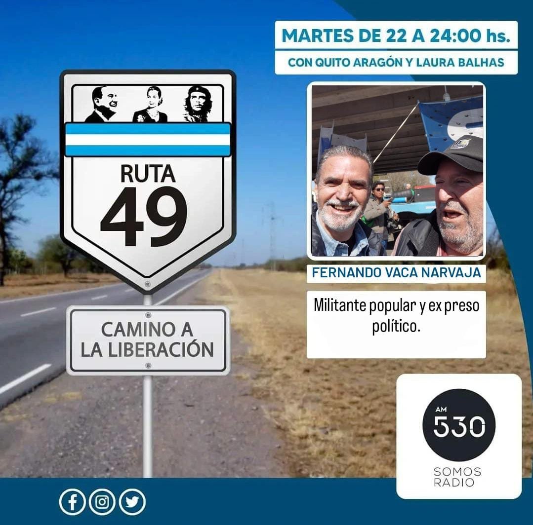 defierroradio's tweet photo. Ruta 49, El Camino de la Liberación 
🛣️4️⃣9️⃣ 
🎉 Subite a la Ruta de la Justicia Social 🎉

Conducen @quitoaragon  y @LauraBalhas
 
Vamos a estar charlando con:
🎙️ @VacaNarvajaFer 
🎙️ @nahuelbeibe 
🎙️ Vanina Elizabeth Viveros
🎙️ Pablo Uz

¡De 22 a 24hs en @somosradioam530!
#Ruta49 https://t.co/gHc8bXixRW
