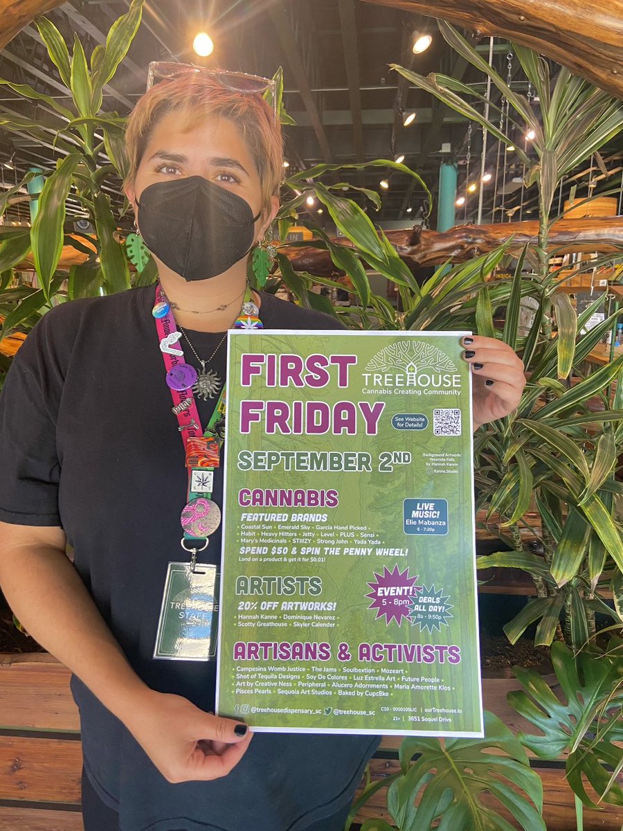 Treehouse_SC's tweet photo. The end of the month means another First Friday at Treehouse! 😉😏🎉

Join us on September 2 from 5-8 to celebrate our local artist community. There will be music by Elie Mabanza from 6-7:30, as well as many vendors and makers looking to connect with YOU! 

🤗Stop by for the fun! https://t.co/P9aFTaBg1g