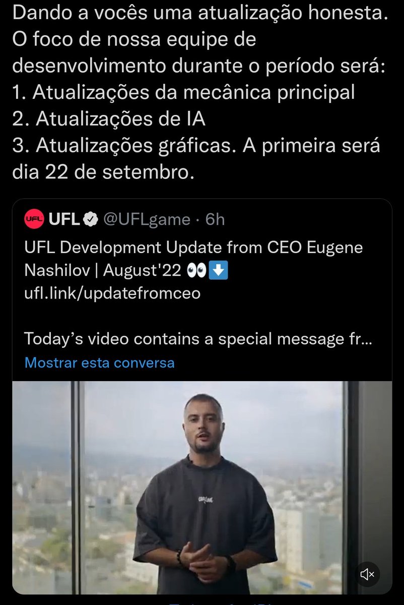 UFL_BRASIL's tweet photo. @styxflows 
Obrigado por nos trazer novidades. 
Estamos ansiosos em ver como o jogo está se desenvolvendo na prática!
#uflgame https://t.co/PfqiT9kWWy