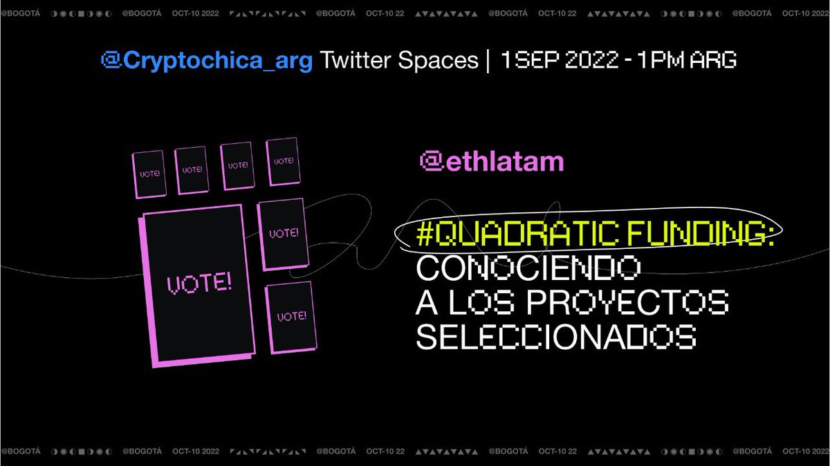 ethlatam's tweet photo. Amigos! 🙌🏼
Mañana nos encontramos para hablar sobre Quadratic Funding 🤩
Junto a: @kitanita @pacha994_ @Nickicrypto15 @scristobal94 @Joxes @matero_y @luaaag @smessina @agupane @naticchain
🔊 Host: @cryptochica_arg
🕐 Mañana 13hs 🇦🇷
⏰ Recordatorio: https://t.co/LqXyPBzOXp https://t.co/kf6VBkx4mY