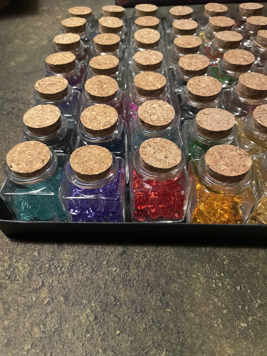 BoredGameDesign's tweet image. What I do in my spare time. Put cute board game tokens in glass jars to use for any games I want!