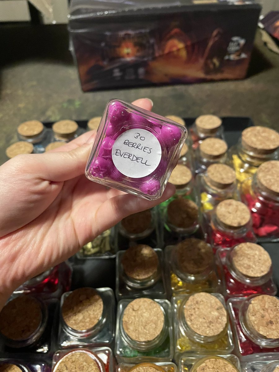 BoredGameDesign's tweet image. What I do in my spare time. Put cute board game tokens in glass jars to use for any games I want!