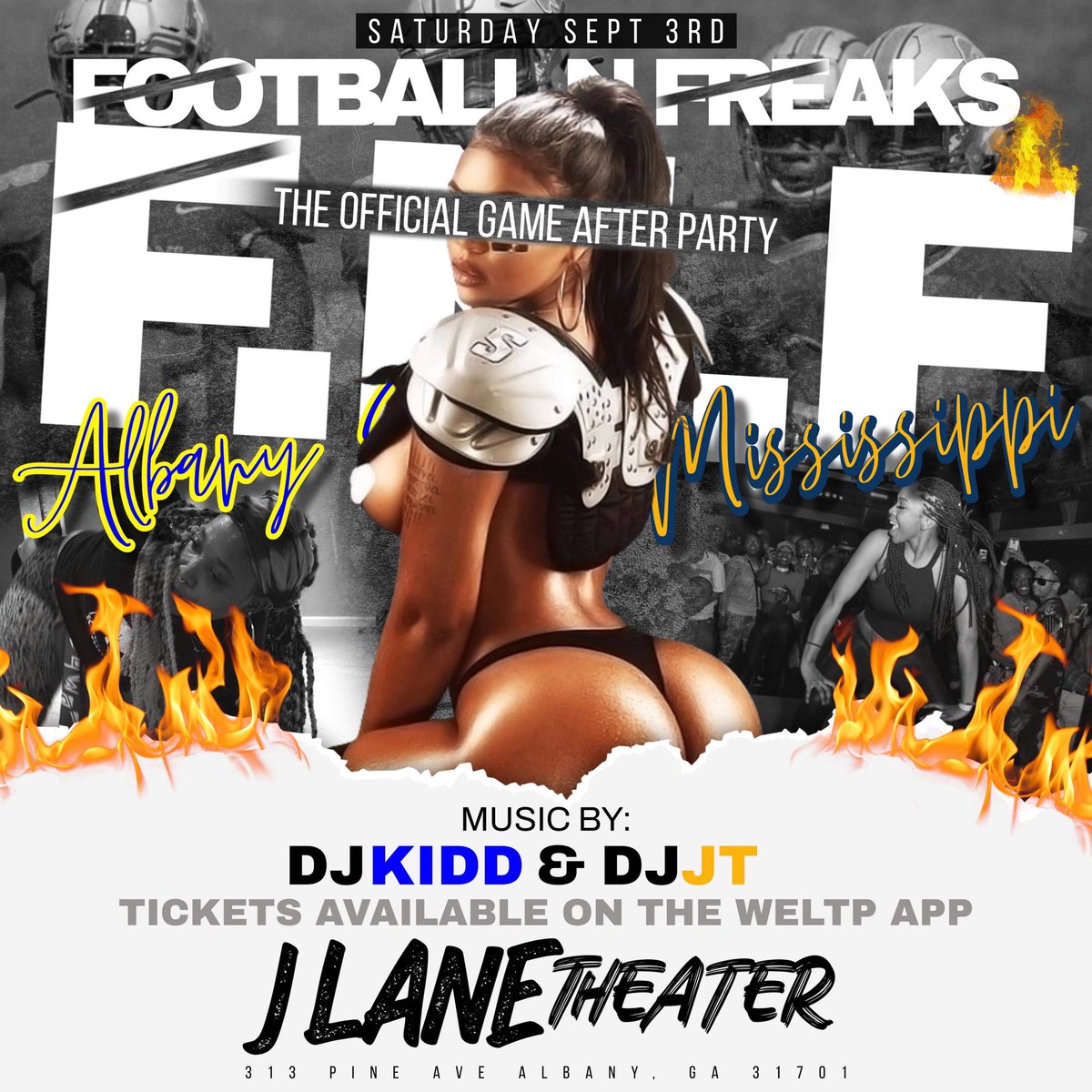 Get tickets before they go up 

#FNF “ FOOTBALL🏈 -N- FREAKS😜 “ @ THE J.LANE THEATER (OLD STATE THEATER)
TIX ON SALE NOW 
⬇️⬇️⬇️⬇️⬇️⬇️⬇️⬇️

weltp.com/event/FNF

OFFICIAL 1ST HOME GAME AFTERPARTY 

<a href="/LBlockASU/">L-BlockAsu</a>
<a href="/Moneymagicpromo/">MoneyMagic Promotions</a>