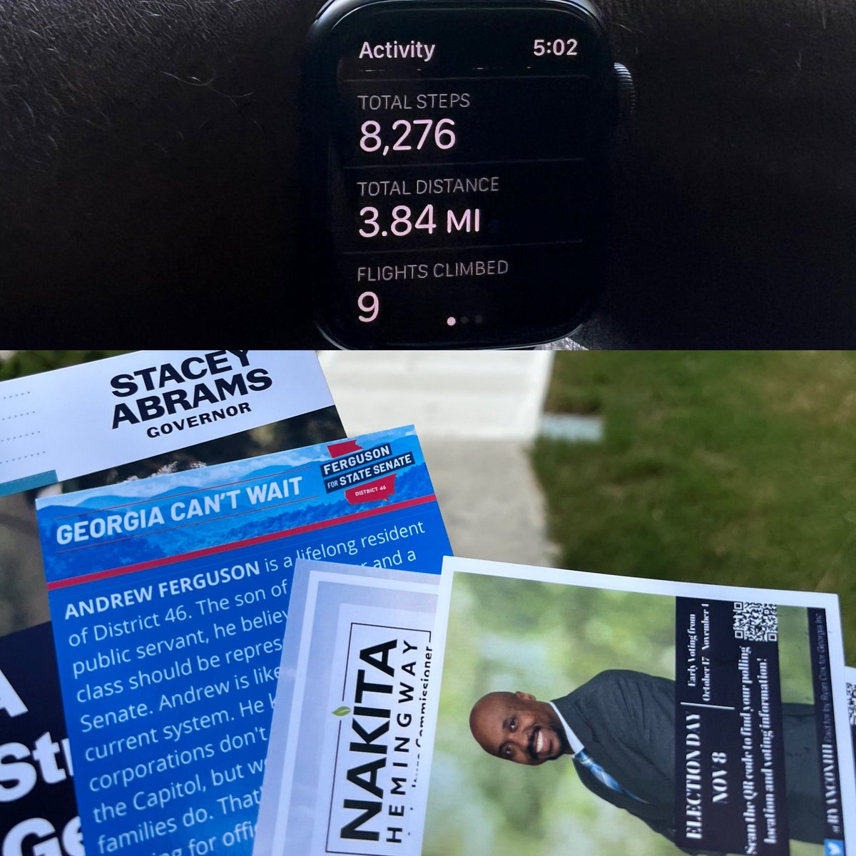 My day of canvassing looks like this. I knocked on nearly 300 doors myself. I’m supporting candidates up and down the ballot including <a href="/georgiacantwait/">Georgia Can’t Wait</a> <a href="/staceyabrams/">Stacey Abrams</a> and <a href="/nakitahemingway/">Nakita Hemingway</a>.