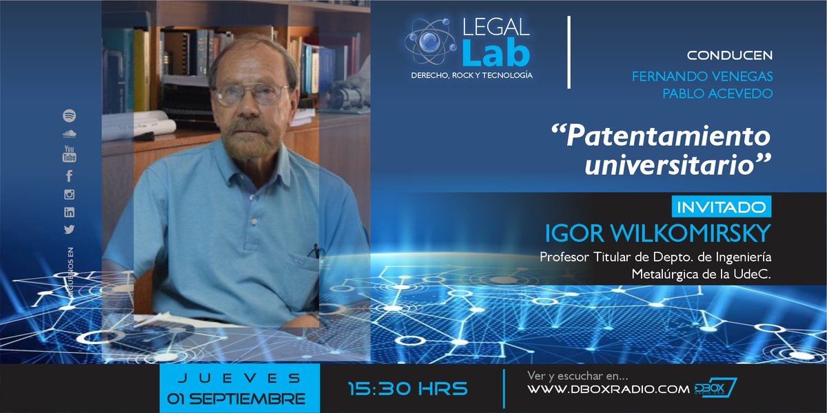 dboxradio's tweet photo. Este jueves en LegalLab
Conversaremos con 𝗜𝗴𝗼𝗿 𝗪𝗶𝗹𝗸𝗼𝗺𝗶𝗿𝘀𝗸𝘆
Profesor Titular de Depto. de Ingeniería Metalúrgica de la UdeC
🙋@pacevedoa @fvenegasc @RedGTChile @KnowHubChile @anidinforma
#legallab #tecnologia #innovacion #ciencia #emprendimiento #dboxradio https://t.co/vreqjjm9WQ