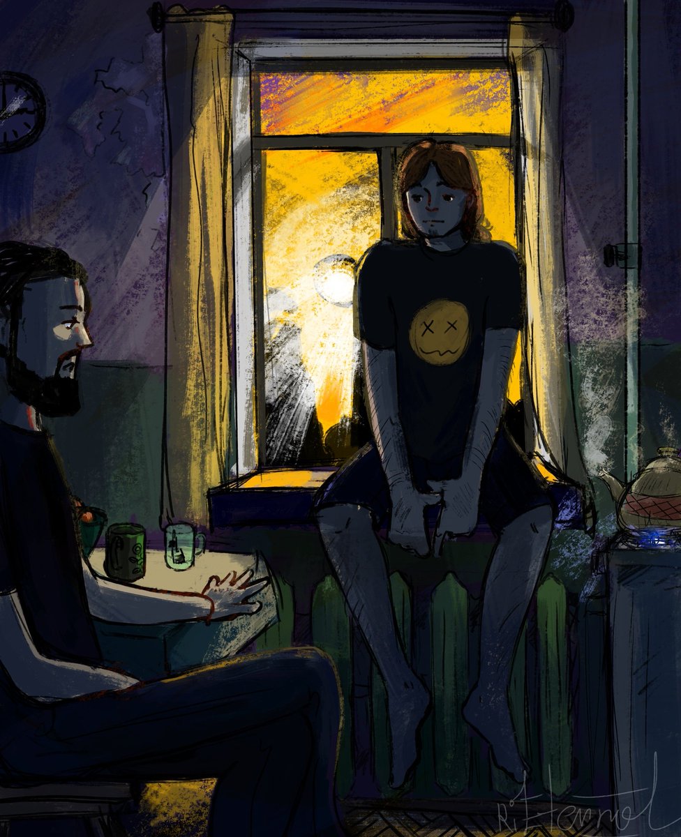 ChelizViborga's tweet photo. Комфортненькие Боря и Макс на типичной пошарпанной кухне типичной совдеповской панельки 🤒

#арт #art #artist #digitalart #b2band #bi2 #bee2 #b2 #би2 https://t.co/NhGOWYXWfd