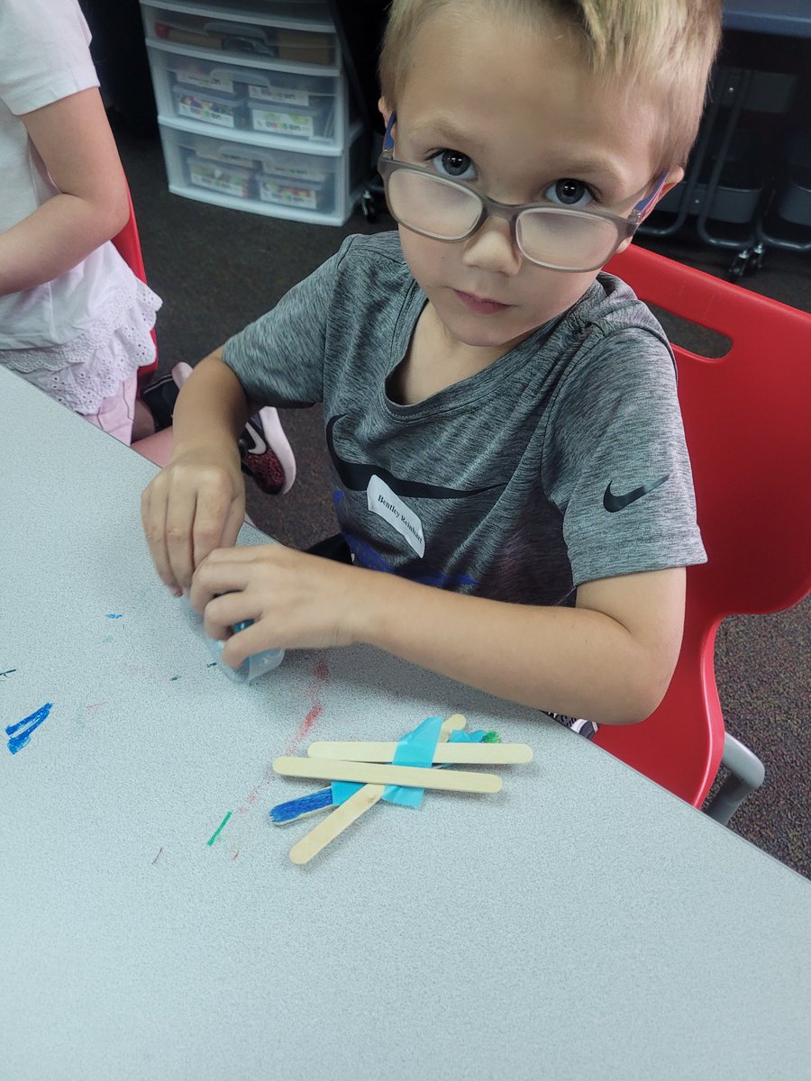 NPMrsD's tweet photo. TK read the book "Not a Stick" by Antoinette Portis and then used craft sticks to make some creations! @NP_CentralElem #STEM https://t.co/xURUg4nf7R
