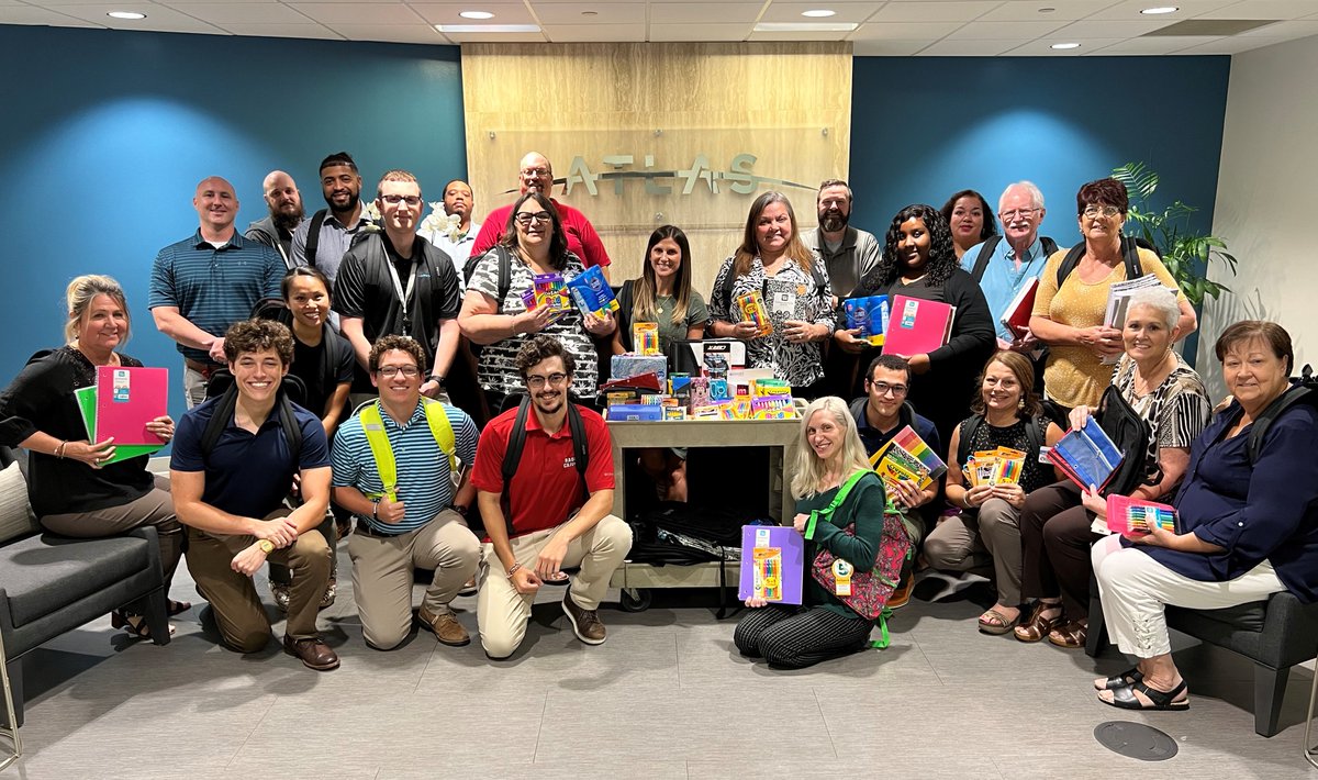 Atlas_technical's tweet photo. This year Atlas Young Professionals Employee Resource Group led a Back-To-School drive to provide much needed supplies to schools in underserved communities. These supplies were distributed to 15 organizations, ensuring that kids had supplies for their first day of school. https://t.co/O9P7b4gWV4