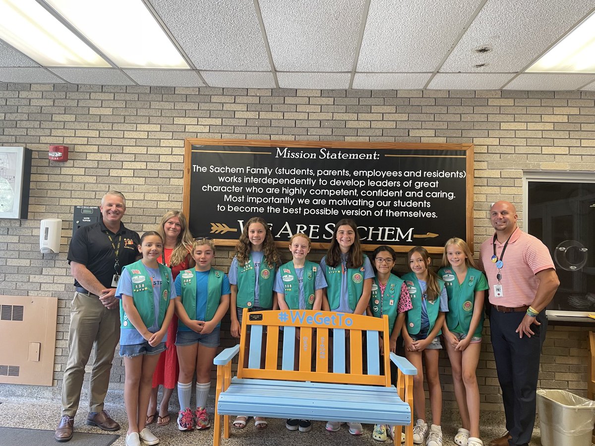 Troop 138 made this beautiful “We Get To” bench for our lobby. ⁦<a href="/SachemHSNorth/">Principal Larson</a>⁩