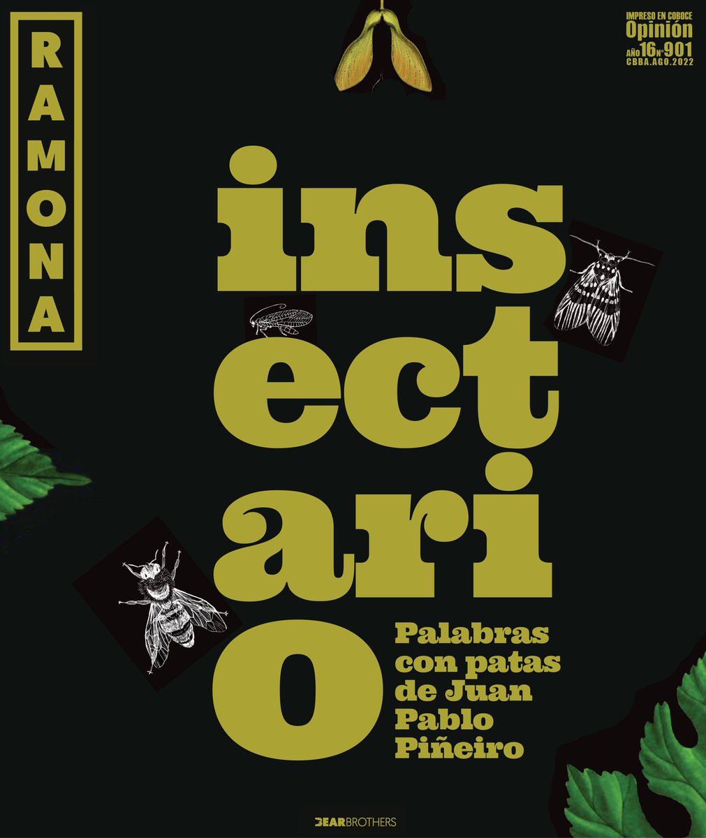EspinozaSanti's tweet photo. La portada semanal de la @ramonacultural, diseñada por los Bear Brothers, es para Insectario, primer #libro de #poesía del #escritor boliviano Juan Pablo Piñeiro que ha sido publicado por @EditorElCuervo
#literatura #Bolivia #poemario #LiteraturaBoliviana #Insectario https://t.co/AEPbbXgucx