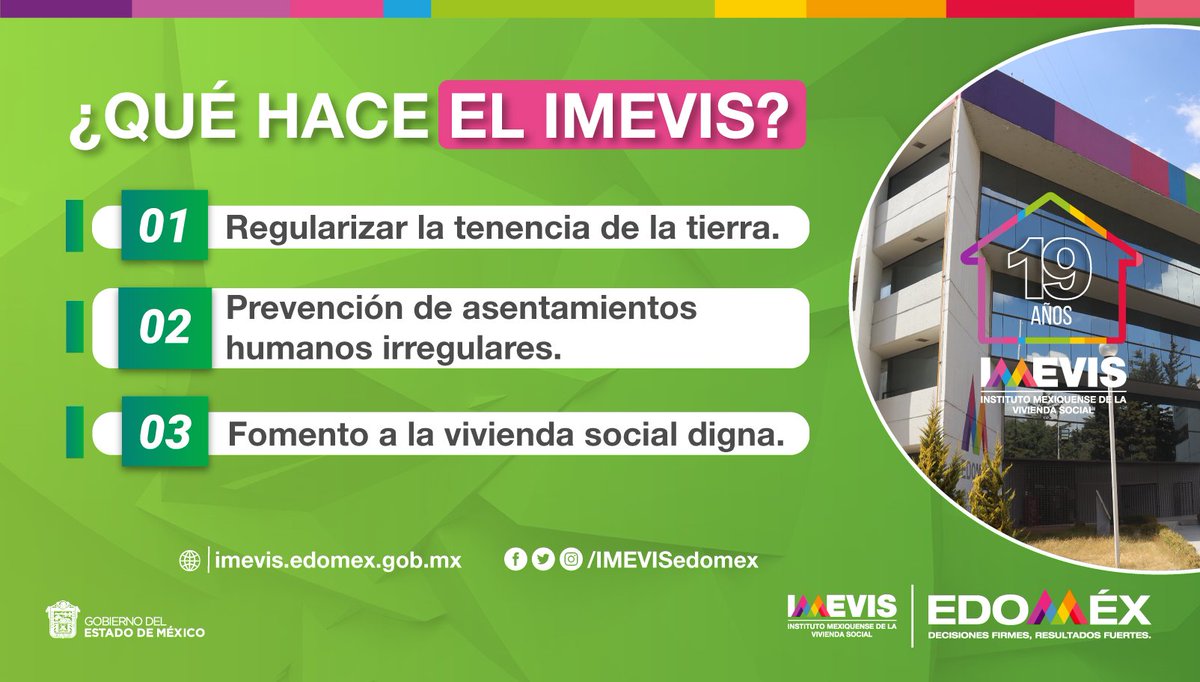 IMEVISedomex's tweet photo. #MesVerdeImevis || Recuerda que en el Instituto Mexiquense de la Vivienda Social, trabajamos para que más familias mexiquenses cuenten con hogares seguros y con certeza jurídica sobre su patrimonio. #19AñosImevis. https://t.co/V3m5gzCpaX