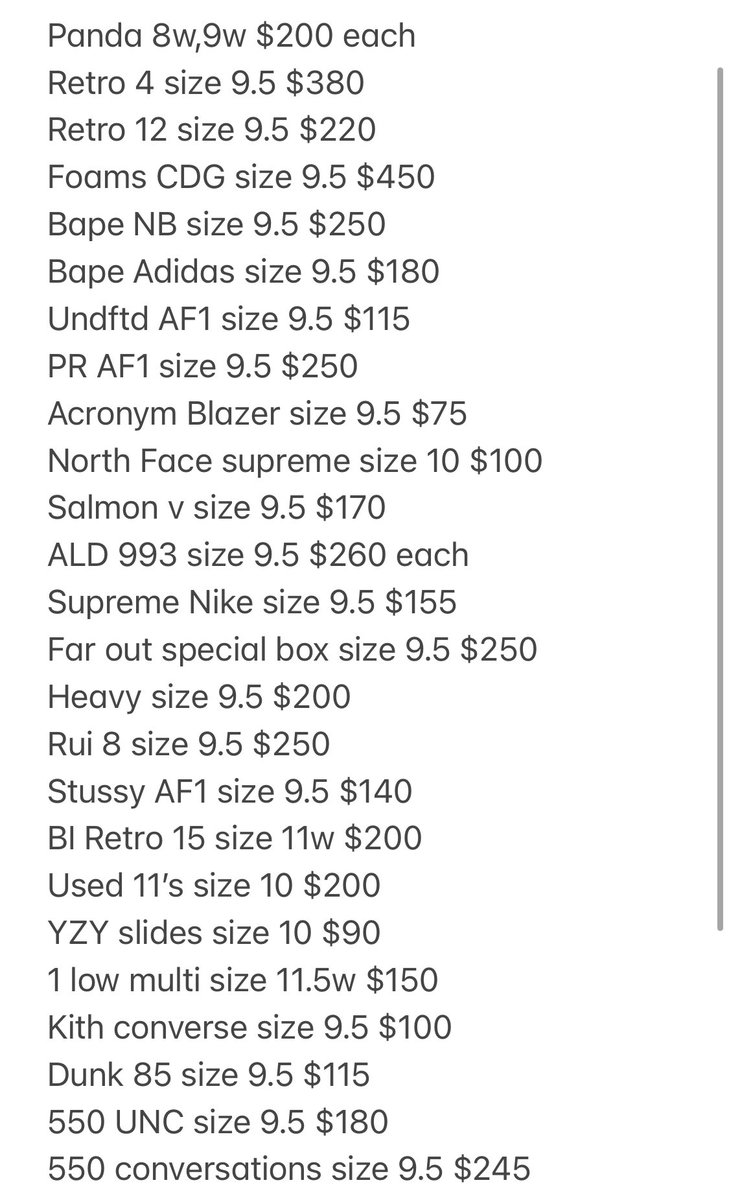 EO85Dub's tweet photo. For Sale THREAD!!
All prices are gifted/shipped 
Legit check is pinned 💯 
Plz rt 🙏 

Check thread for pics. Sorry it’s not in order 🤷🏻‍♂️ lol took a lot just to post this 🤣 
#retailtuesday
#sellkickssunday
@RetailTuesday @SellKicksSunday @DeadLaced https://t.co/slhoqakL4c