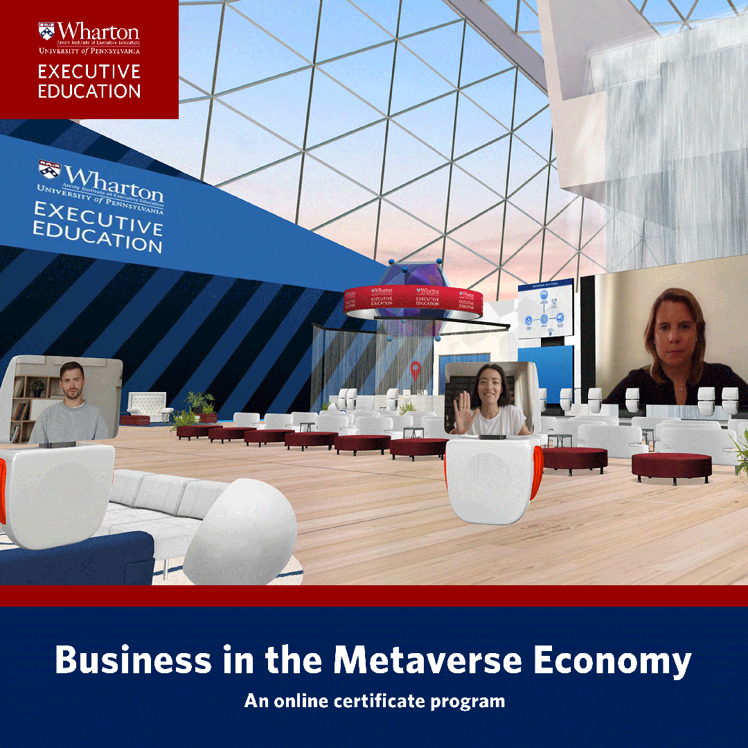 PennWhartonPWCC's tweet photo. Exciting event with 4200+ attendees! Thanks to @kwerb @barbarakahn @JPMacDuffie @amreed2
@cathybarreraphd for this thought-provoking discussion on the #metaverse economy #WhartonExecEd. 
Check out event recording via links: https://t.co/m02hG9OvT5
; https://t.co/gRamwdbrhM https://t.co/iXfNI5qXOP