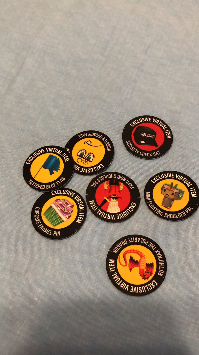 remiizo's tweet photo. Selling roblox toy codes for Robuxs or other FACE codes
- monster grumpy face
- tattered blue flag
- security check hat
- ru’thu’nax the polarity dragon
- cupcake enamel pin
- papa roni shoulder pal
- mini floating shoulder pal
#robux #robloxtoycodes #selling #trading https://t.co/TicIUYKxse