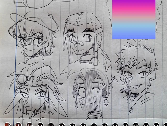 doodle before work(Gijinka)
From left to right: Sly, Ratchet, Jak, Crash, and an unhooded version of Spyro 