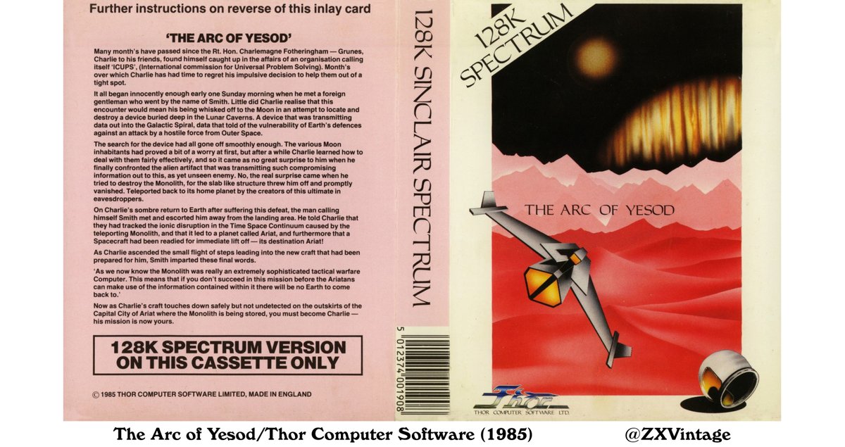 Random inlay: The Arc of Yesod/Thor Computer Software (1985) https://t.co/WXNoChhDBm #zxspectrum #retrogaming https://t.co/8okS0dnOjz