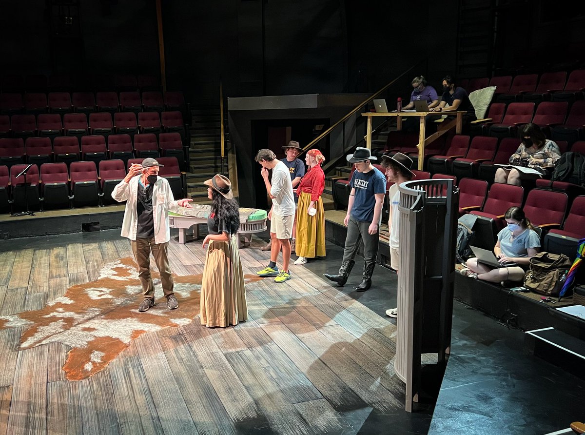 Rehearsals for THE MISER are in full swing! Pictured here is director Robert Tolaro shaping a comedic moment with a few members of this riotous cast. #MMNT50th #stedwardsuniversity