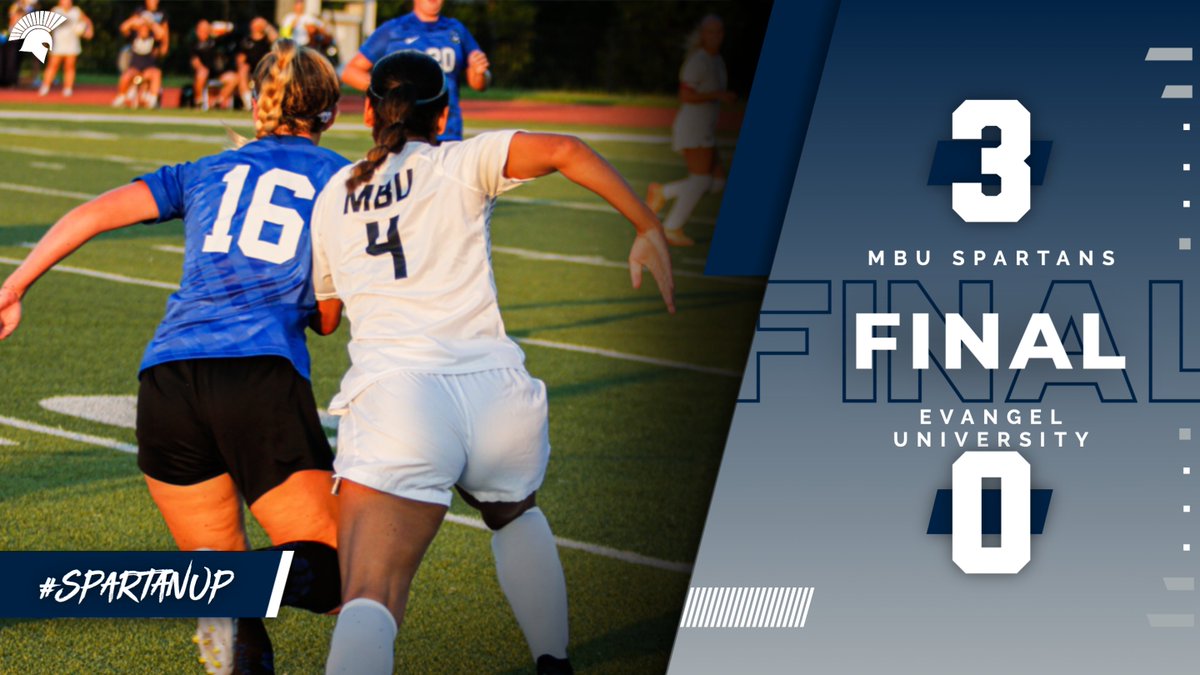 mbuwsoccer's tweet photo. SCORE! A slow first half didn't stop the Spartans from bouncing back in the second half. Goals from Gianna Gore, Jordan Besserman, and Mara George sealed the deal to a 3-0 shutout against Evangel University!
#SpartanUp

Up Next: Thursday, Sept, 1st @ Spartan Field - 7:00 PM https://t.co/DZFr5dwZuF
