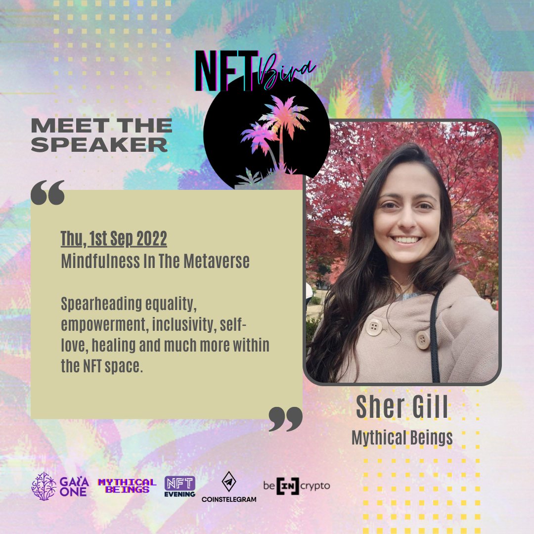 Thursday's line up is an exciting &amp; important one! Being #mindful today has never been more necessary.

For our #community who aren't able to physically join us at #NFTBira, <a href="/MushroomMob/">Mushroom Mob NFT 🍄 Minting Now</a>'s session will be live on our studio as well! Register for FREE here mush-room.mythical-beings.io/event/details/…