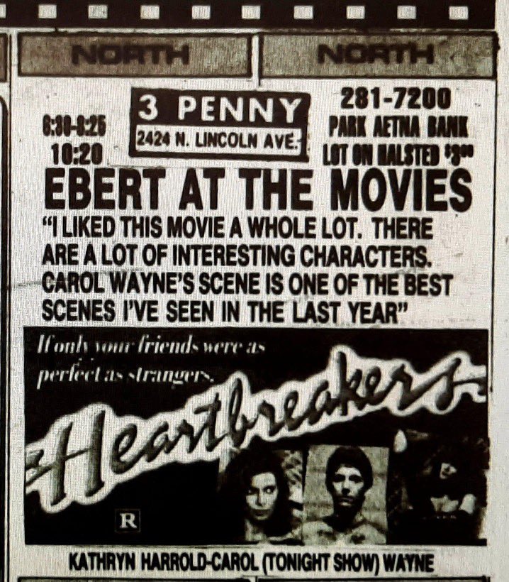 FunCityEdition's tweet photo. Chicago HEARTBREAKERS ad via #FCE friend, Chicago native and @uwcinematheque director Jim Healy. Roger liked it, as you can see.#BobbyRoth #Heartbreakers https://t.co/rNpexKivGS