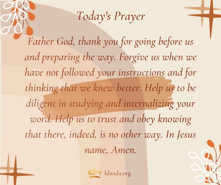 As you go through today, ponder on His goodness and choose to trust Him and obey. He's got you!

#itsnotaboutus #itsallaboutHim #kbtprayer #kbtsda #prayerchangesthings #teamkbt