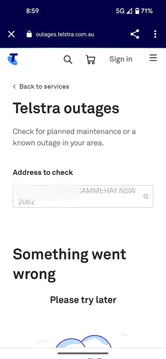 aewheat's tweet photo. @Telstra NBN down in NSW 2062? Cannot check Telstra Outages as that times out. Modem rebooted no change. https://t.co/Ot5VAArgBt