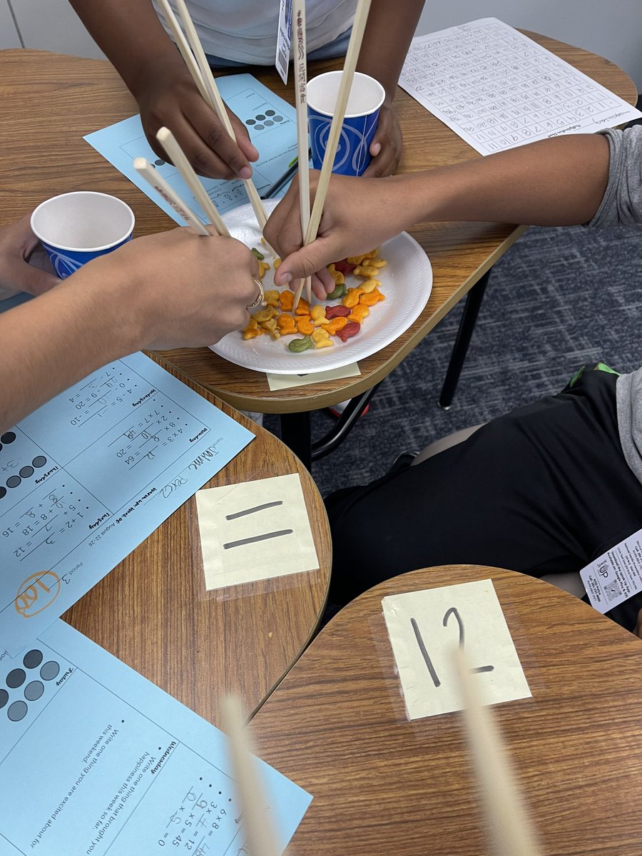 mathlabnerd's tweet image. Math lab is all about building community and taking challenges head on! Students worked in teams to go fishing for goldfish with chopsticks &amp;amp; find their total! #wearehaskett