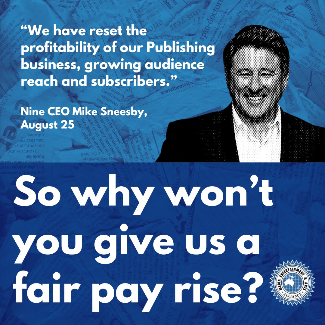 MEAA (@withmeaa) on Twitter photo #MEAAmedia Members at <a href="/smh/">The Sydney Morning Herald</a>, <a href="/theage/">The Age</a>, <a href="/FinancialReview/">Financial Review</a>, <a href="/brisbanetimes/">Brisbane Times</a> and <a href="/WAtoday/">WAtoday</a> want a fair deal and respect so they can continue to deliver high quality public interest journalism to readers.
#FairShareNine #MEAAmedia Members at <a href="/smh/">The Sydney Morning Herald</a>, <a href="/theage/">The Age</a>, <a href="/FinancialReview/">Financial Review</a>, <a href="/brisbanetimes/">Brisbane Times</a> and <a href="/WAtoday/">WAtoday</a> want a fair deal and respect so they can continue to deliver high quality public interest journalism to readers.
#FairShareNine