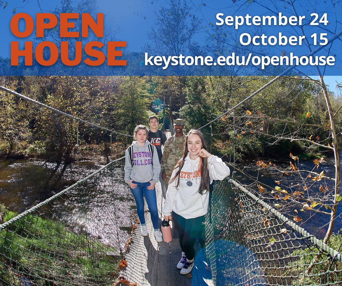 KeystoneCollege's tweet photo. Looking for a place to start your future? Then consider Keystone College! Join us for our Fall Open House events on 9/24 & 10/15: https://t.co/3VwzUwrhBp. Learn more about our welcoming campus & discover all Keystone has to offer! #ComeSeeKC https://t.co/TFTd1DaH6f