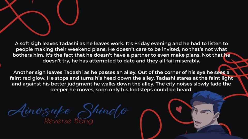 CosmicFlare5's tweet photo. Here's the preview of my fic for the @AiShindoBang #AdamBang2022
My artist is @Blood_Obsessed go check out their preview! https://t.co/XqaOfLP8nc