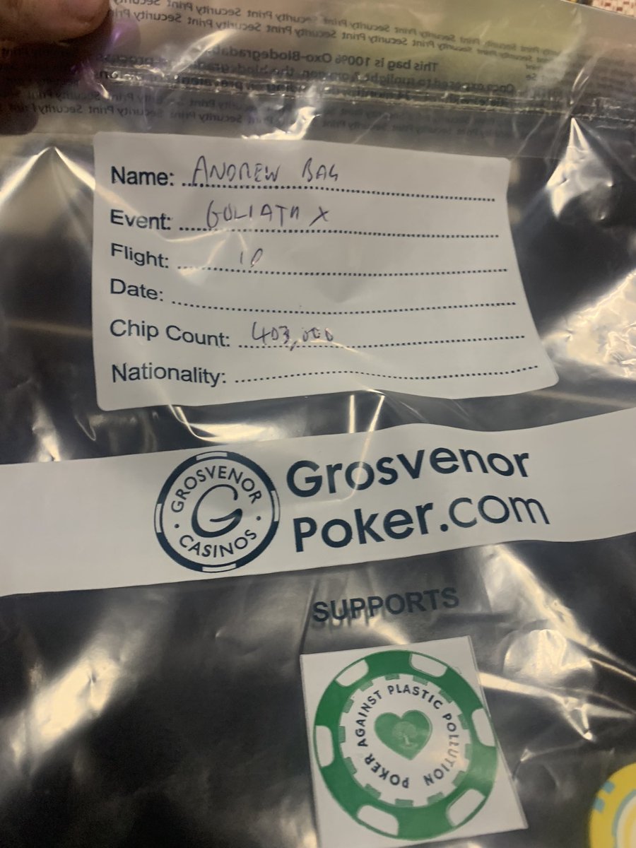 spand42's tweet photo. Bagged 50bb for Day 2 of the #GoliathX on one bullet. Good day at the office! @GrosvenorPoker https://t.co/axgzpP0wdF