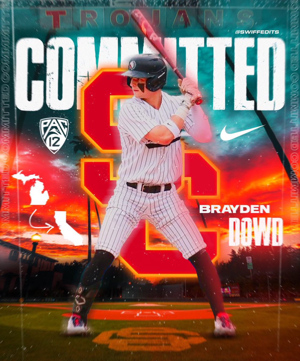 braydendowd's tweet photo. I am extremely excited and honored to announce that I have accepted a baseball scholarship to attend the University of Southern California!! I would like to thank my family, coaches and friends for all of the help and support along the way! #FightOn ✌️ https://t.co/W5QrbFvtFP